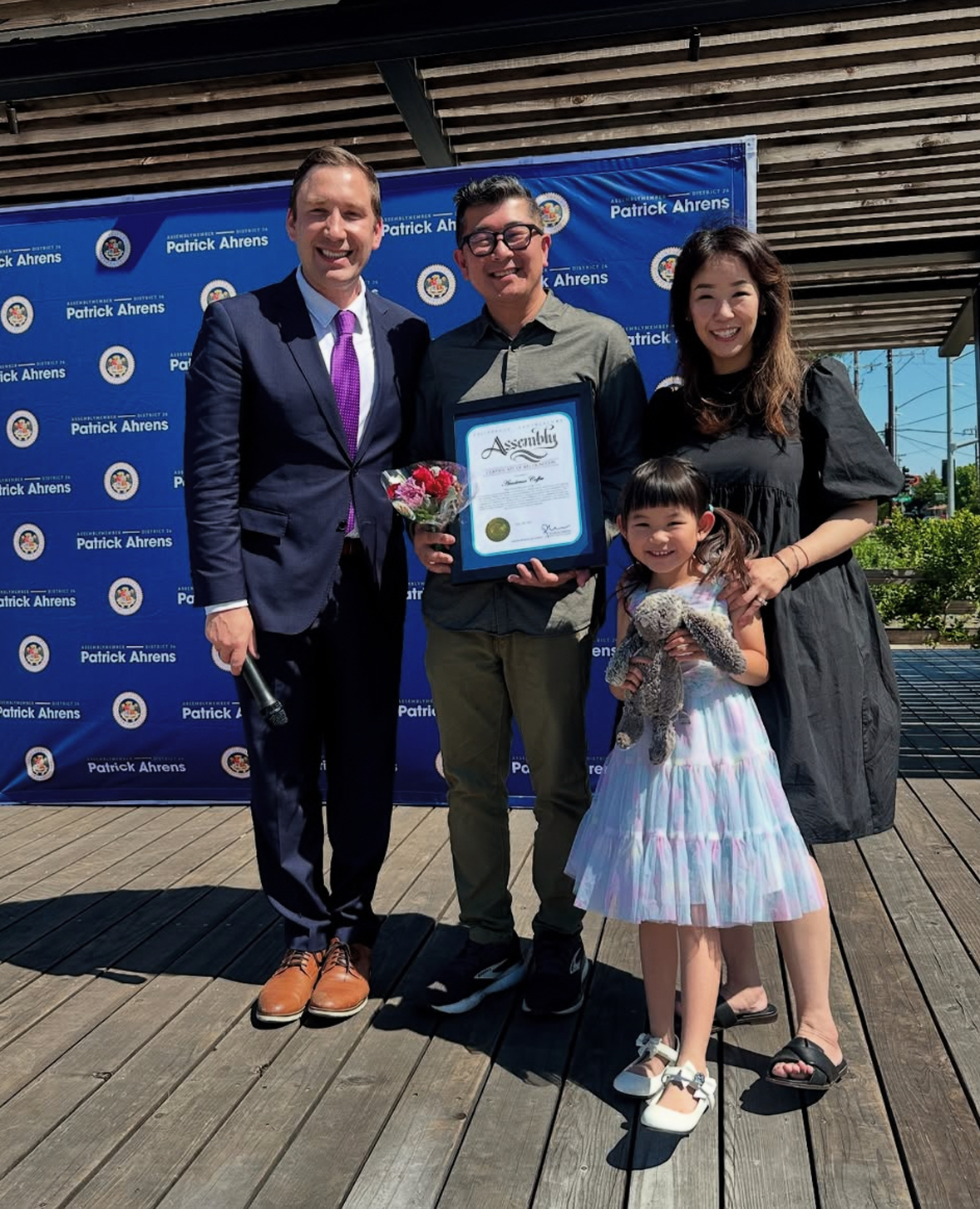 Asm. Ahrens and Academic Coffee Photo for Small Business of the Month