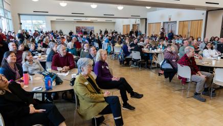 Wide photo of the event by Asm. Ahrens Policy and Pancakes