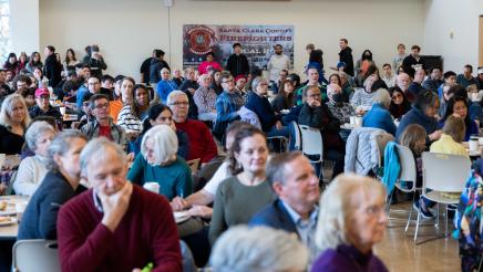 Wide photo of the event by Asm. Ahrens Policy and Pancakes