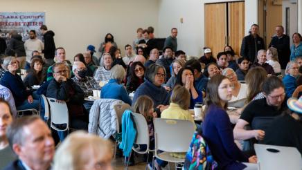 Wide photo of the event by Asm. Ahrens Policy and Pancakes