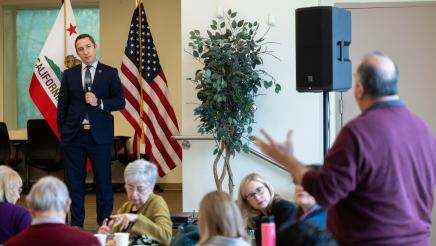 Constituent asking a question at the event