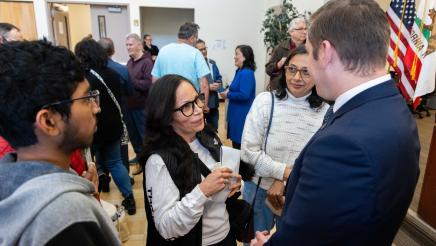 Asm. Ahrens speaking with constituents at the event