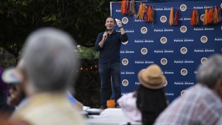 Asm. Ahrens remarks Fall Harvest Festival photo with guests